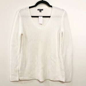 New J.Crew 100% Cotton Relaxed V-Neck Sweater Cream XS
